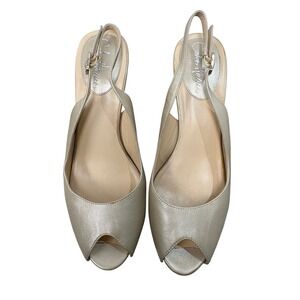 Cole Haan Nike Air Metallic Gold Peep Toe‎ Slingback Pumps Heels 8B